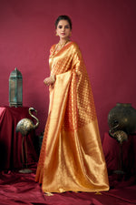 Thumbnail for Jyoti Fashion Women's Orange Tissue Silk Zari Woven Saree with Blouse - Distacart