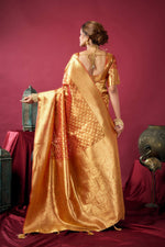 Thumbnail for Jyoti Fashion Women's Orange Tissue Silk Zari Woven Saree with Blouse - Distacart