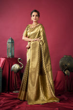Thumbnail for Jyoti Fashion Women's Mehendi Tissue Silk Zari Woven Saree with Blouse - Distacart