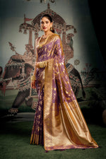 Thumbnail for Jyoti Fashion Women's Wine Premium Soft Silk Zari Woven Saree with Blouse - Distacart