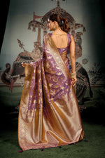 Thumbnail for Jyoti Fashion Women's Wine Premium Soft Silk Zari Woven Saree with Blouse - Distacart