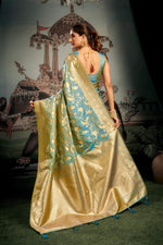 Thumbnail for Jyoti Fashion Women's Turquoise Premium Soft Silk Zari Woven Saree with Blouse - Distacart