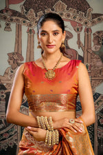 Thumbnail for Jyoti Fashion Women's Orange Premium Soft Silk Zari Woven Saree with Blouse - Distacart