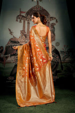 Thumbnail for Jyoti Fashion Women's Orange Premium Soft Silk Zari Woven Saree with Blouse - Distacart