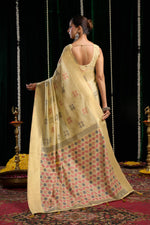 Thumbnail for Jyoti Fashion Women's Beige Soft Spun Cotton Zari Woven Saree with Blouse - Distacart