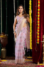 Thumbnail for Jyoti Fashion Women's Purple Soft Spun Cotton Zari Woven Saree with Blouse - Distacart