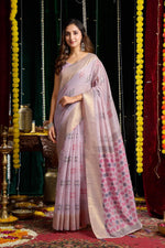 Thumbnail for Jyoti Fashion Women's Purple Soft Spun Cotton Zari Woven Saree with Blouse - Distacart