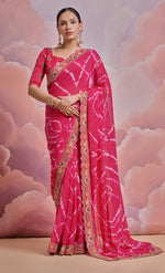Thumbnail for Jyoti Fashion Women's Rani Pink Coding Sequence Georgette Saree with Blouse - Distacart