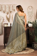 Thumbnail for Jyoti Fashion Women's Grey Khadi Cotton Zari Woven Saree with Blouse - Distacart