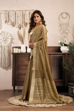 Thumbnail for Jyoti Fashion Women's Beige Khadi Cotton Zari Woven Saree with Blouse - Distacart