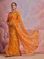 Thumbnail for Jyoti Fashion Women's Mustard Coding Sequence Georgette Saree with Blouse - Distacart