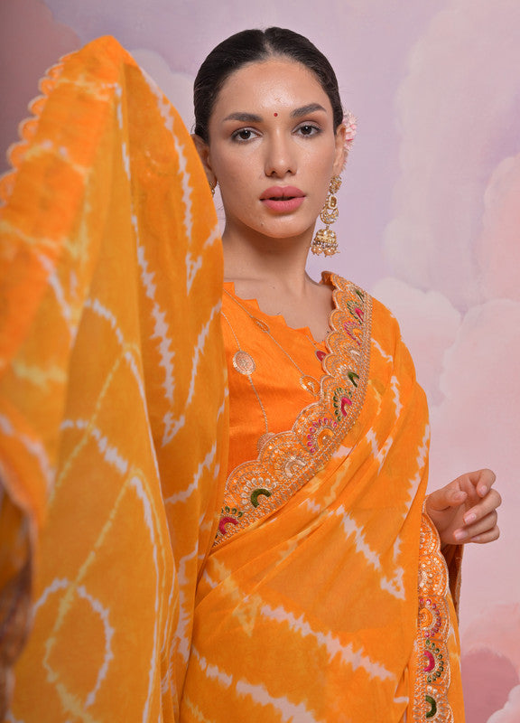 Jyoti Fashion Women's Mustard Coding Sequence Georgette Saree with Blouse - Distacart