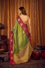 Thumbnail for Jyoti Fashion Women's Green Soft Tissue Zari Woven Saree with Blouse - Distacart