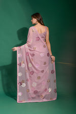 Thumbnail for Jyoti Fashion Women's Pink Sequence Georgette Saree with Blouse - Distacart