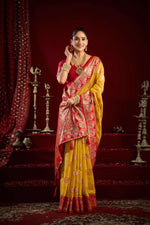 Thumbnail for Jyoti Fashion Women's Yellow Modal Banarasi Zari Woven Saree with Blouse - Distacart