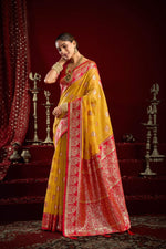 Thumbnail for Jyoti Fashion Women's Yellow Modal Banarasi Zari Woven Saree with Blouse - Distacart