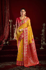 Thumbnail for Jyoti Fashion Women's Yellow Modal Banarasi Zari Woven Saree with Blouse - Distacart