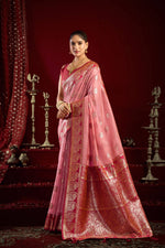 Thumbnail for Jyoti Fashion Women's Baby Pink Modal Banarasi Zari Woven Saree with Blouse - Distacart