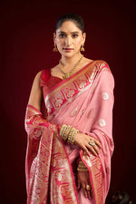Thumbnail for Jyoti Fashion Women's Baby Pink Modal Banarasi Zari Woven Saree with Blouse - Distacart