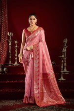Thumbnail for Jyoti Fashion Women's Baby Pink Modal Banarasi Zari Woven Saree with Blouse - Distacart