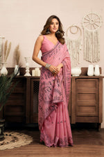Thumbnail for Jyoti Fashion Women's Pink Modal Art Silk Warli Work Saree with Blouse - Distacart