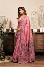 Thumbnail for Jyoti Fashion Women's Pink Modal Art Silk Warli Work Saree with Blouse - Distacart