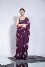 Thumbnail for Jyoti Fashion Women's Wine Sequence Georgette Saree with Blouse - Distacart