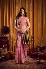 Thumbnail for Jyoti Fashion Women's Pink Khadi Cotton Mina Work Saree with Blouse - Distacart
