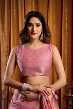 Thumbnail for Jyoti Fashion Women's Pink Khadi Cotton Mina Work Saree with Blouse - Distacart