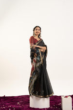 Thumbnail for Jyoti Fashion Women's Black Soft Muga Cotton Zari Woven Saree with Blouse - Dista
