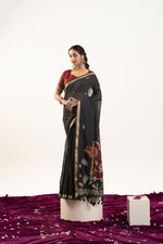 Thumbnail for Jyoti Fashion Women's Black Soft Muga Cotton Zari Woven Saree with Blouse - Dista