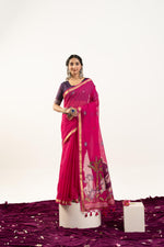 Thumbnail for Jyoti Fashion Women's Pink Soft Muga Cotton Zari Woven Saree with Blouse - Dista