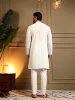 Thumbnail for Jyoti Fashion Men's White Armani Lachka Sequins Embroidered Kurta with Pajama - Distacart
