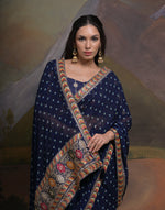 Thumbnail for Jyoti Fashion Women's Navy Blue Coding Sequence Georgette Saree with Blouse - Distacart