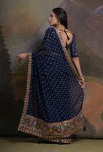 Thumbnail for Jyoti Fashion Women's Navy Blue Coding Sequence Georgette Saree with Blouse - Distacart