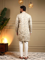 Thumbnail for Jyoti Fashion Men's Cream Royal Silk Sequins Embroidered Kurta with Pajama - Distacart