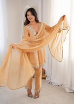 Thumbnail for Jyoti Fashion Beige Fendy Embroidered Designer Kurta Set With Dupatta - Distacart