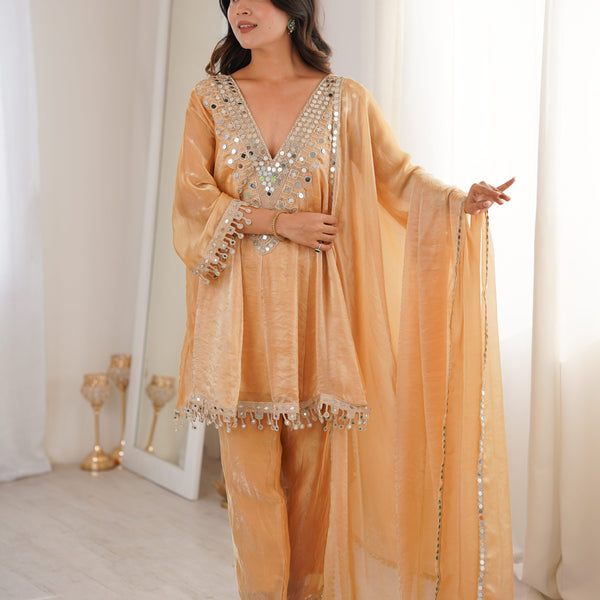 Jyoti Fashion Beige Fendy Embroidered Designer Kurta Set With Dupatta - Distacart