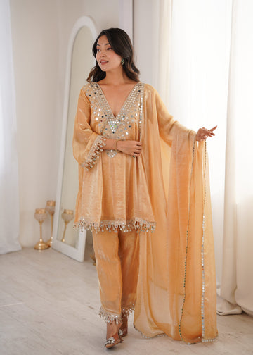 Jyoti Fashion Beige Fendy Embroidered Designer Kurta Set With Dupatta - Distacart
