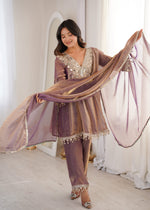 Thumbnail for Jyoti Fashion Purple Fendy Embroidered Designer Kurta Set With Dupatta - Distacart