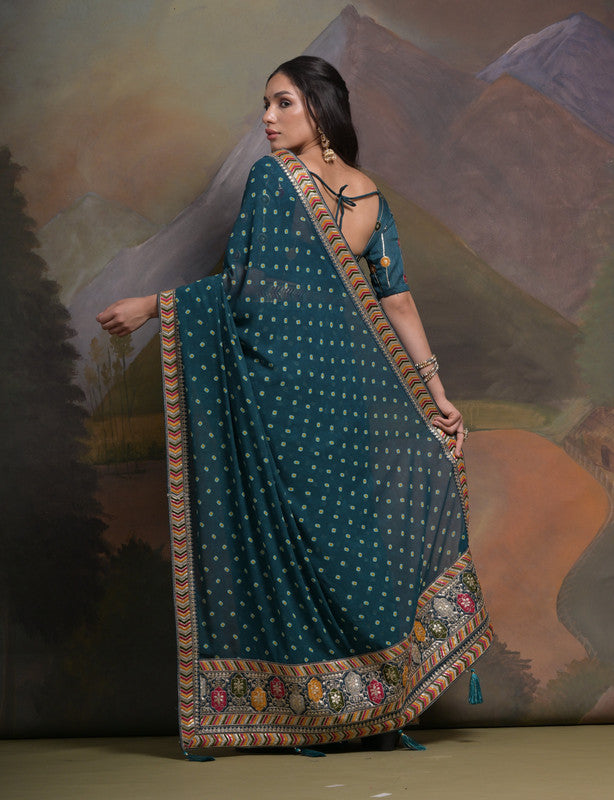 Jyoti Fashion Women's Morpich Coding Sequence Georgette Saree with Blouse - Distacart