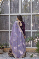 Thumbnail for Jyoti Fashion Purple Star Georgette Embroidered Anarkali Set with Dupatta - Distacart