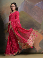 Thumbnail for Jyoti Fashion Women's Rani Pink Coding Sequence Georgette Saree with Blouse - Distacart