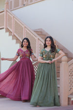 Thumbnail for Jyoti Fashion Onion & Green Silver Crunchy Designer Combo Anarkali Set with Koti - Distacart