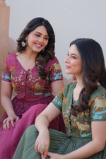 Thumbnail for Jyoti Fashion Onion & Green Silver Crunchy Designer Combo Anarkali Set with Koti - Distacart