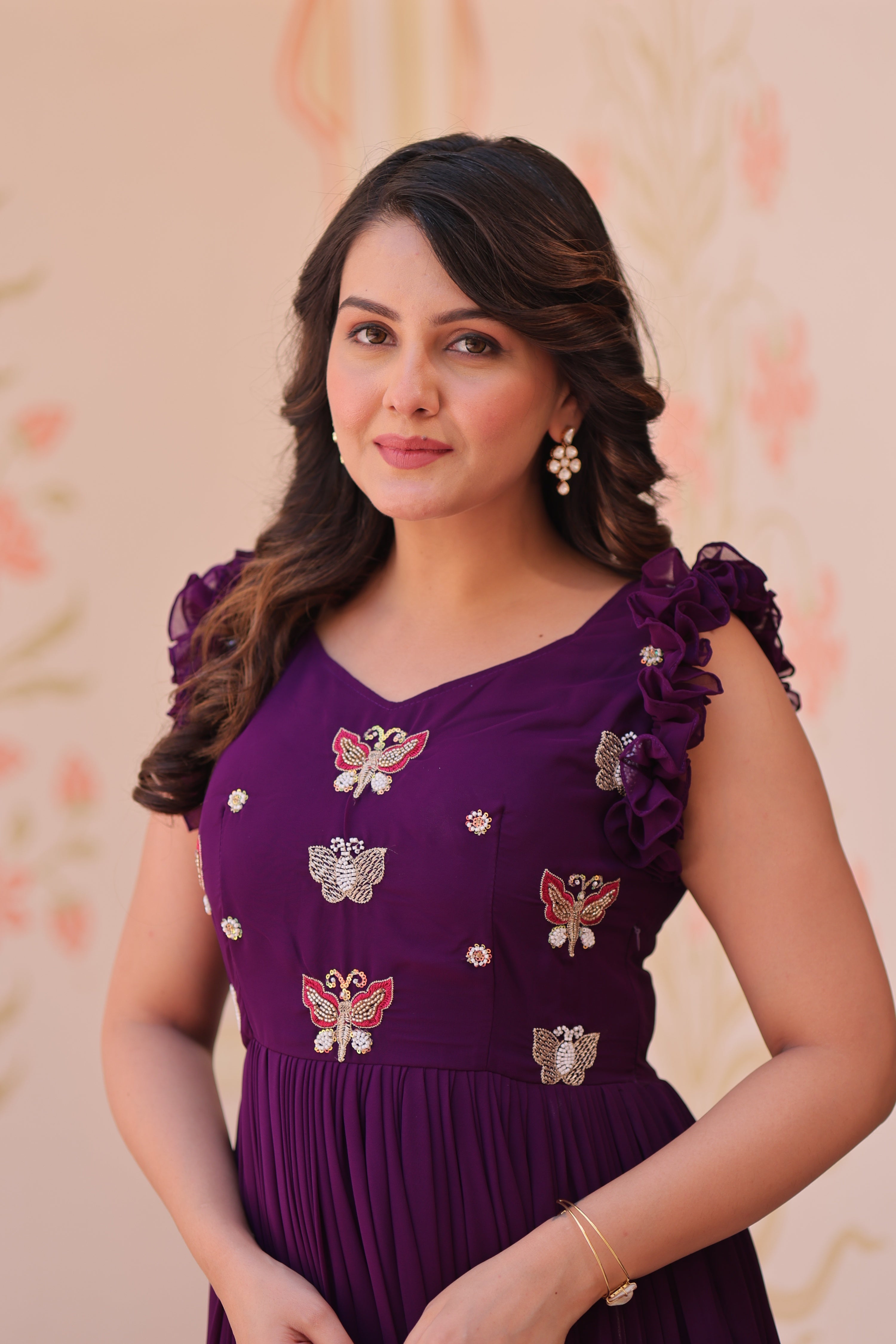 Jyoti Fashion Purple Faux Blooming Beads Embroidered Anarkali Set - Distacart