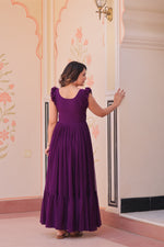 Thumbnail for Jyoti Fashion Purple Faux Blooming Beads Embroidered Anarkali Set - Distacart
