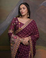 Thumbnail for Jyoti Fashion Women's Wine Coding Sequence Georgette Saree with Blouse - Distacart