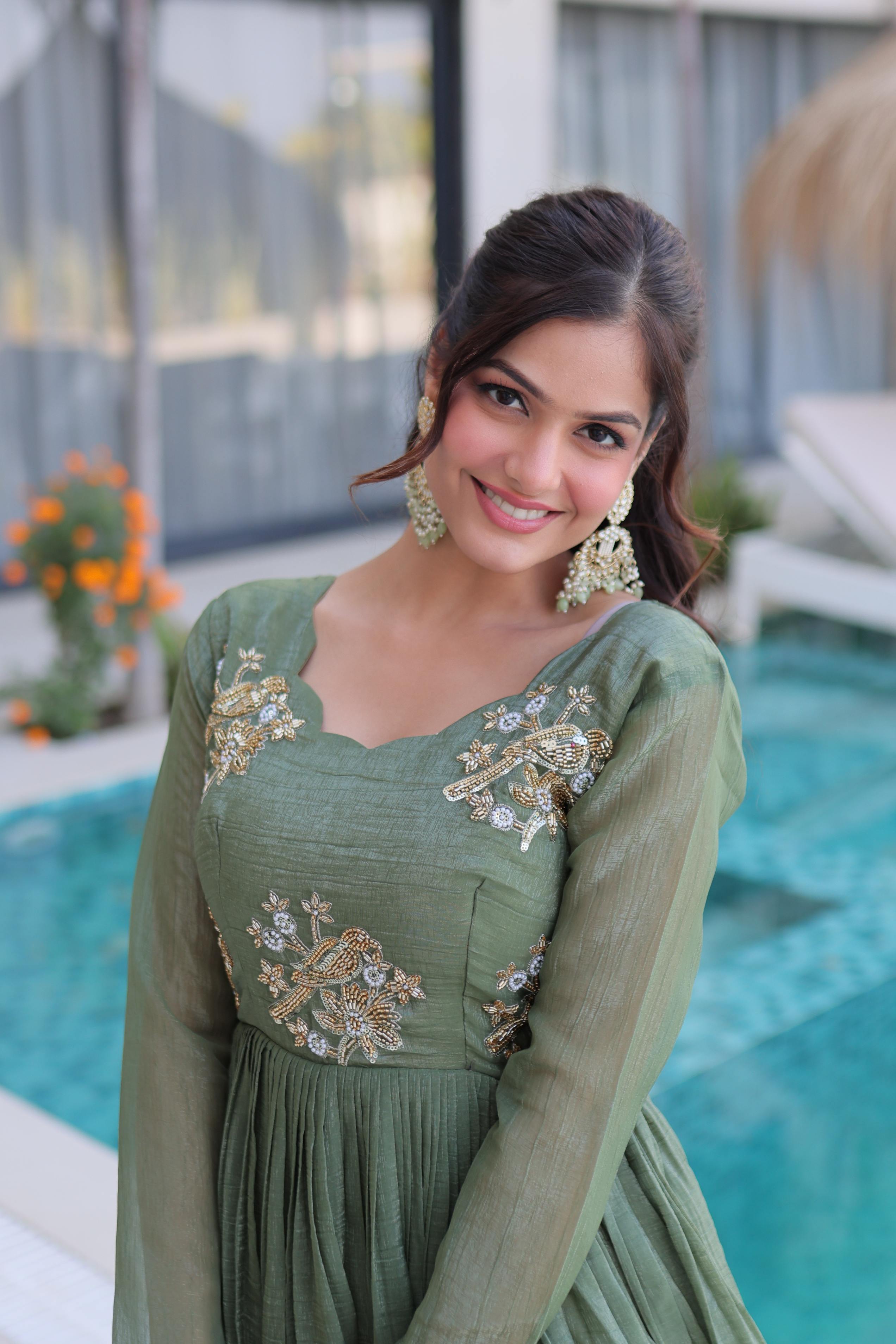 Jyoti Fashion Sea Green Silver Crunchy Beads Embroidered Anarkali Set - Distacart