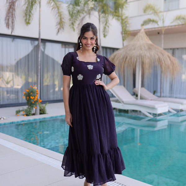 Jyoti Fashion Wine Fendi Silk Beads Embroidered Designer Anarkali Set - Distacart